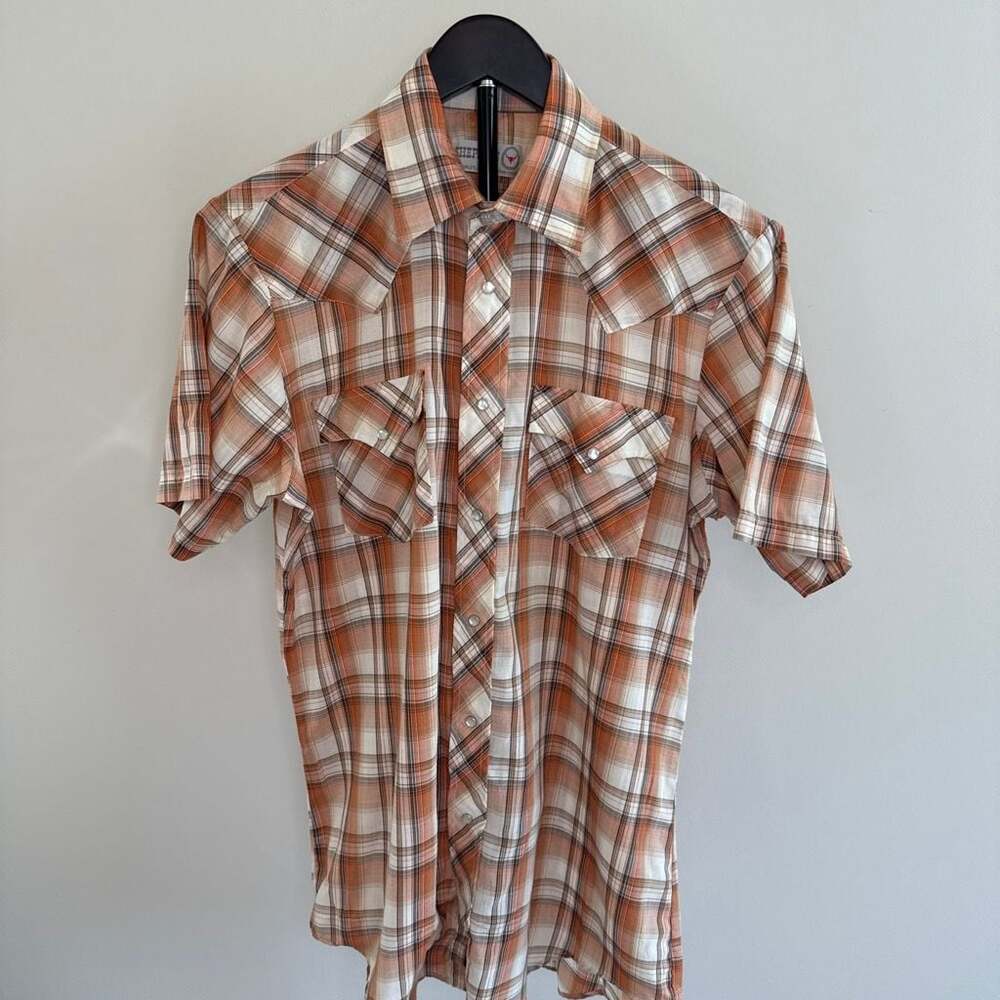 Vintage Sheplers Western Wear Plaid Short Sleeve Pearl Snap Shirt